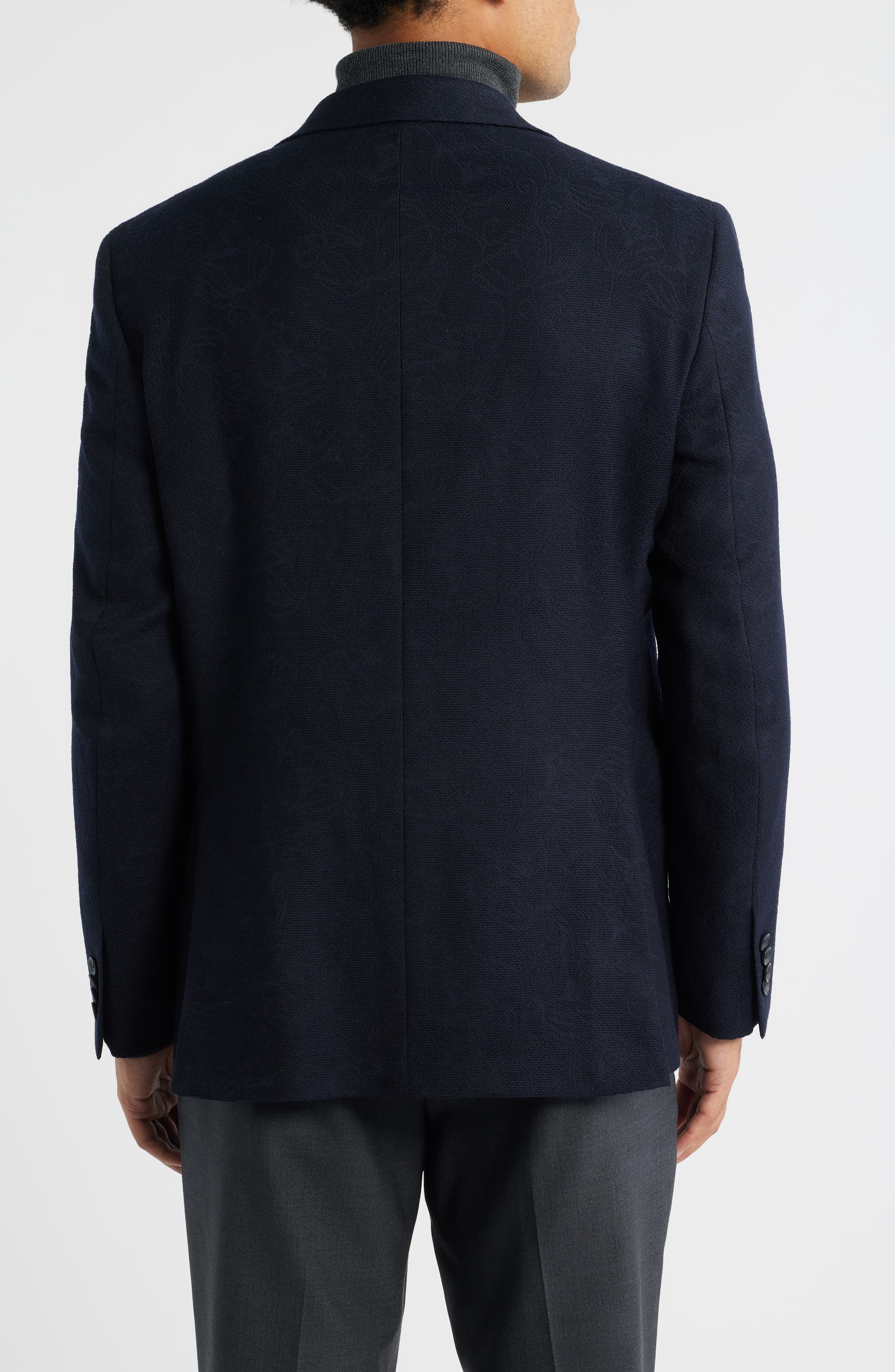 Erie Peak Lapel Navy Textured Wool Blazer - image 2
