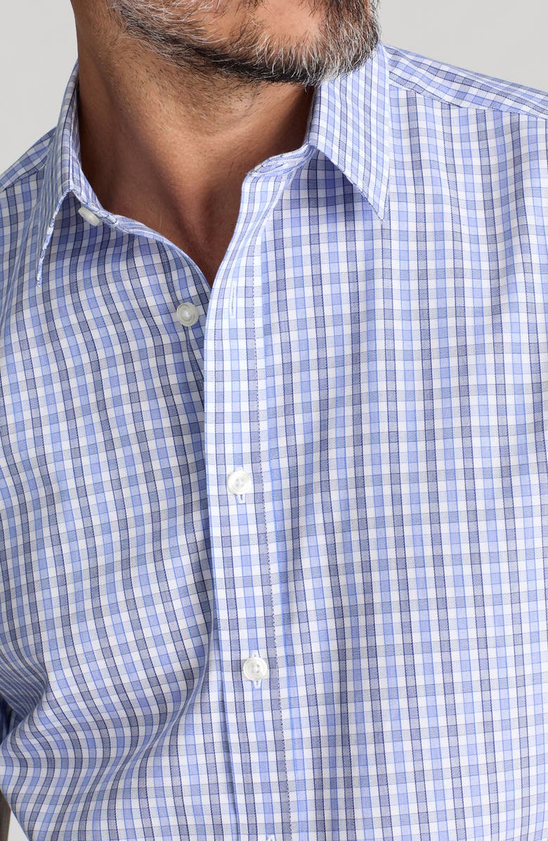 UNTUCKit Dante Gingham Check Wrinkle Free Short Sleeve Cotton Button-Up Shirt, Alternate, color, Blue