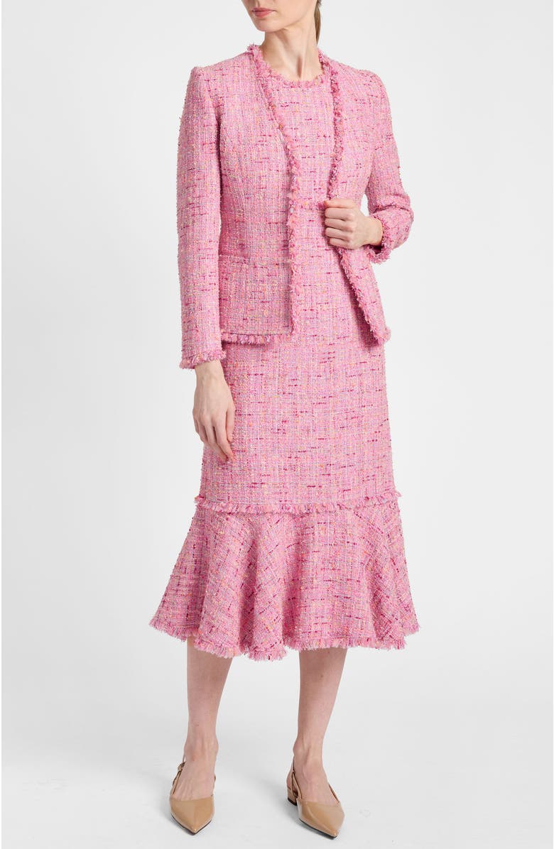 Santorelli Andi Sleeveless Sheath Tweed Dress, Alternate, color, Candy Pink