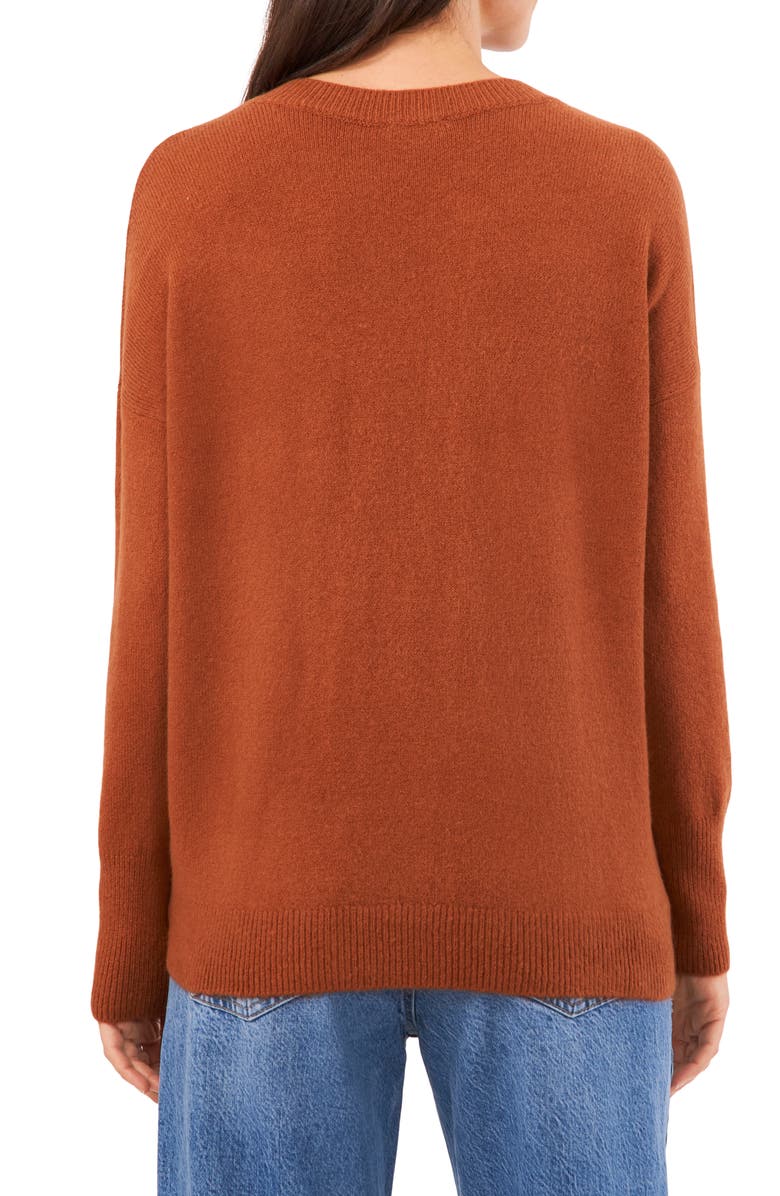 Vince Camuto Drop Shoulder V-Neck Sweater, Alternate, color, Sierra