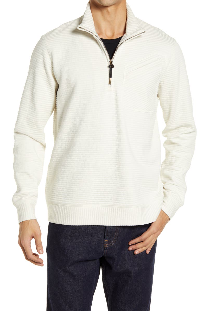 Billy Reid Double Knit Half-Zip Pullover, Main, color, Tinted White