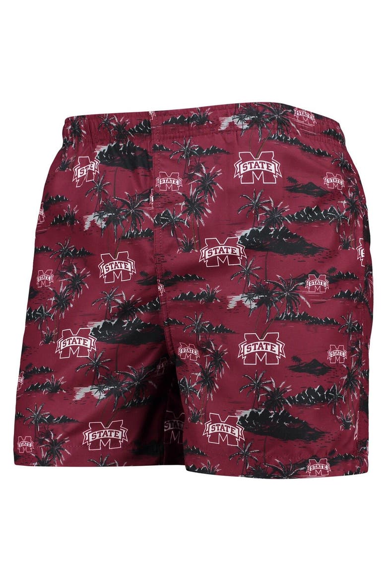 Men's FOCO Maroon Mississippi State Bulldogs Island Palm Swim Trunks, Alternate, color, Maroon