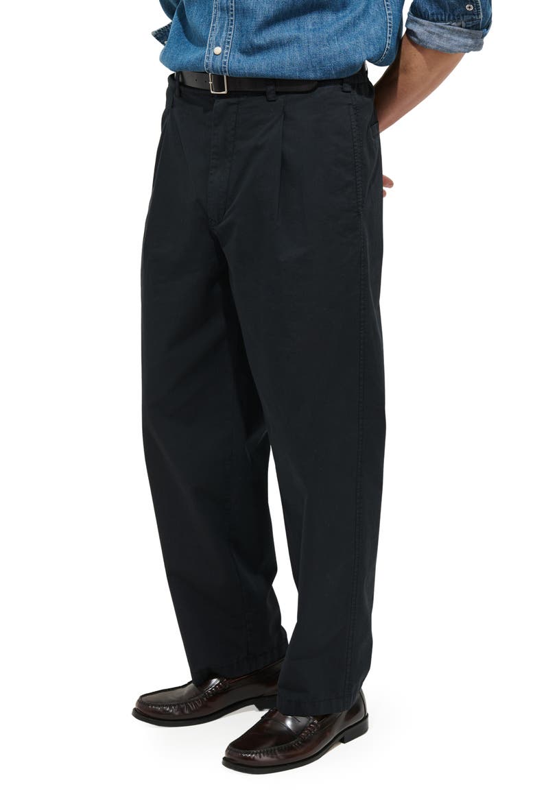 Georges Pleated Cotton Pants, Alternate, color, BLACK