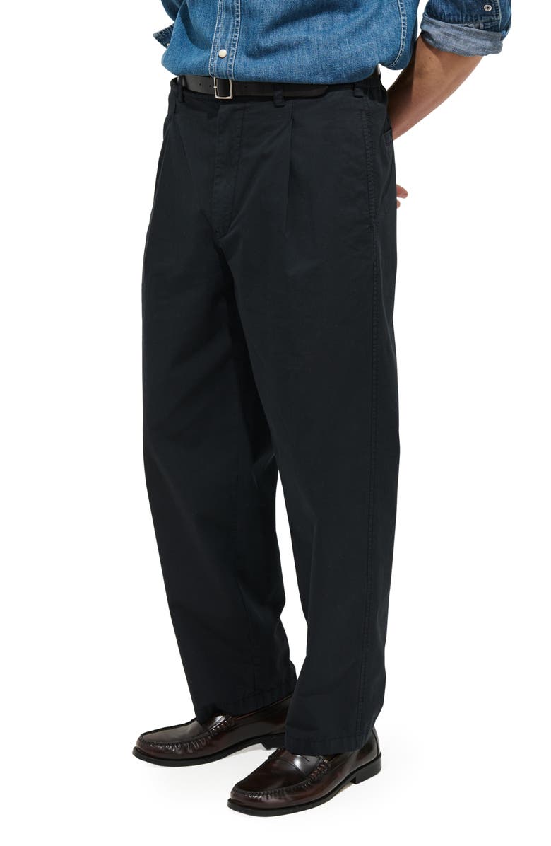 Alex Mill Georges Pleated Cotton Pants, Alternate, color, Black