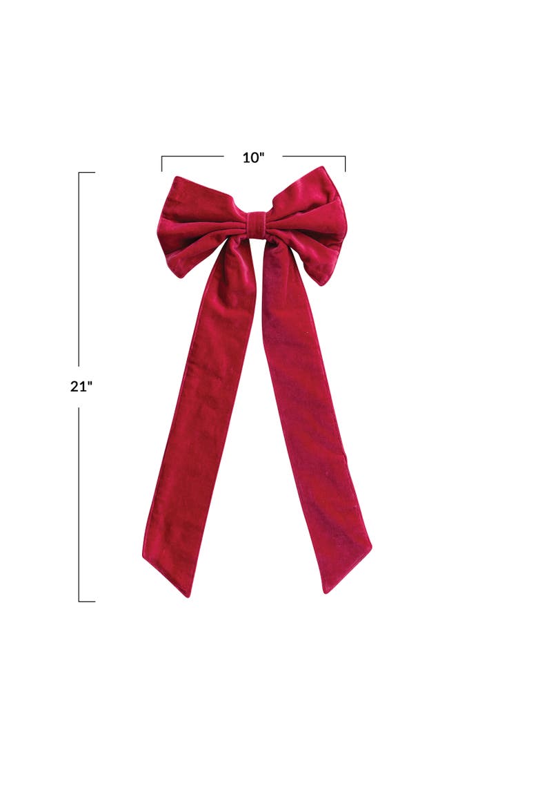 Cotton Velvet Bow with Iron Clip, Alternate, color, Fuchsia Color
