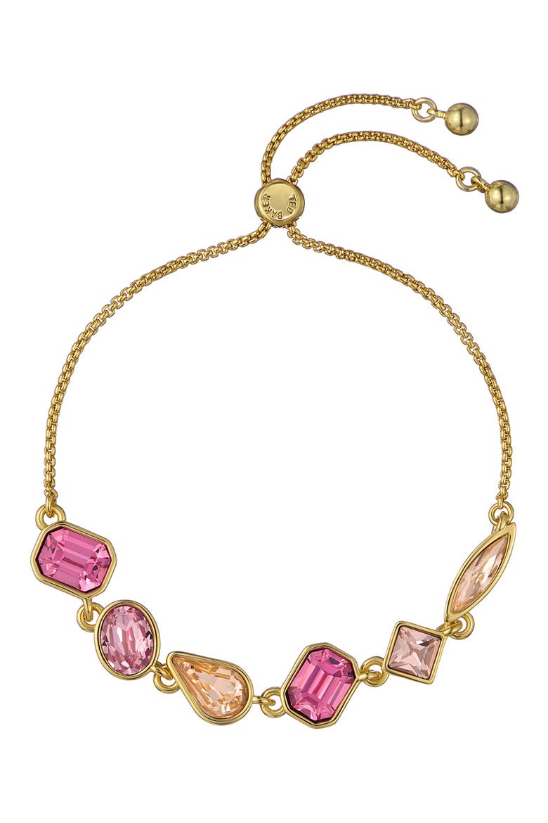Juliet Jewel Crystal Slider Bracelet, Main, color, GOLD TONE PINK MULTI CRYSTAL