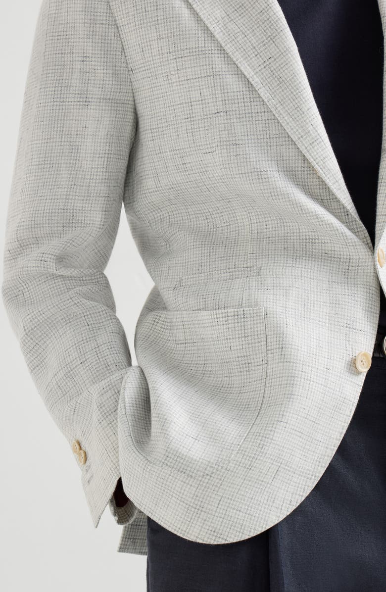 Brunello Cucinelli Houndstooth deconstructed blazer, Alternate, color, Pearl Grey