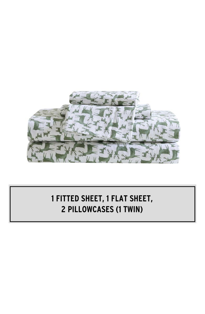 Eddie Bauer Deer Camp Cotton Flannel Sheet Set, Alternate, color, Green