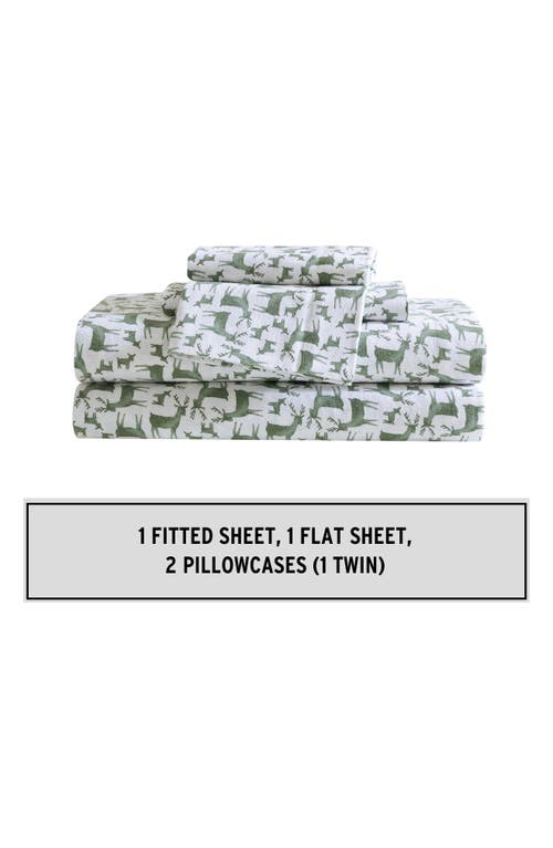 Eddie Bauer Deer Camp Cotton Flannel Sheet Set In Green