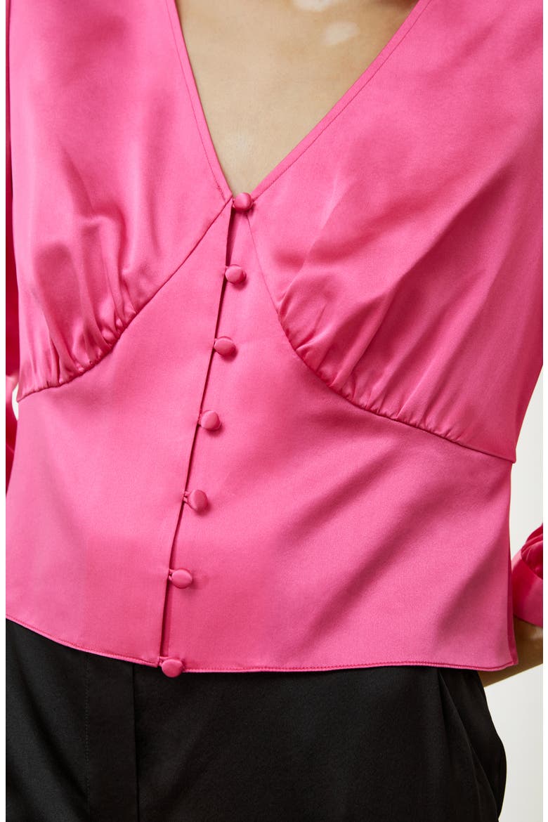 X SONIA Fitted Retro Corset Silk Top, Alternate, color, Pink
