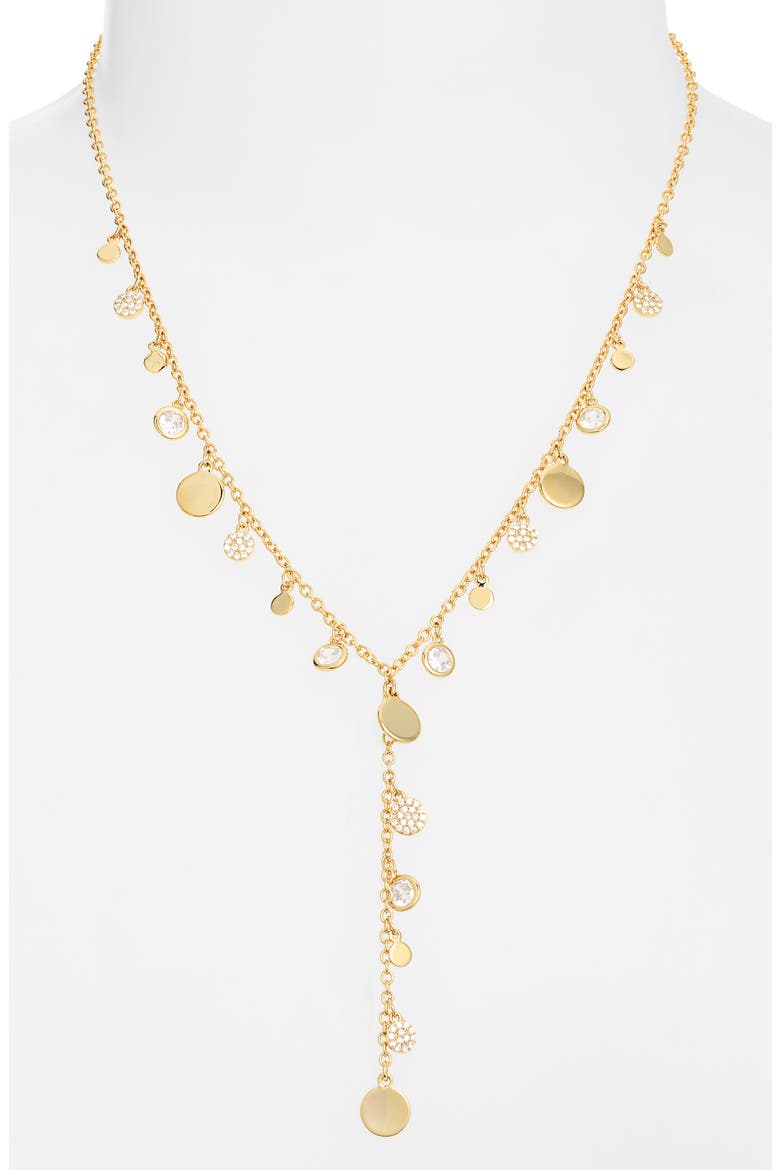 Shaky Pavé Cubic Zirconia Y-Necklace, Alternate, color, CLEAR- GOLD