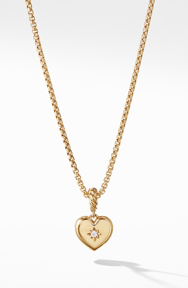 David Yurman Pavé &18K Gold Compass Heart Pendant Enhancer, Main, color,