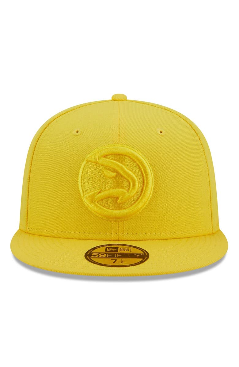 New Era Men's New Era Yellow Atlanta Hawks Color Pack 59FIFTY Fitted Hat, Alternate, color, 
