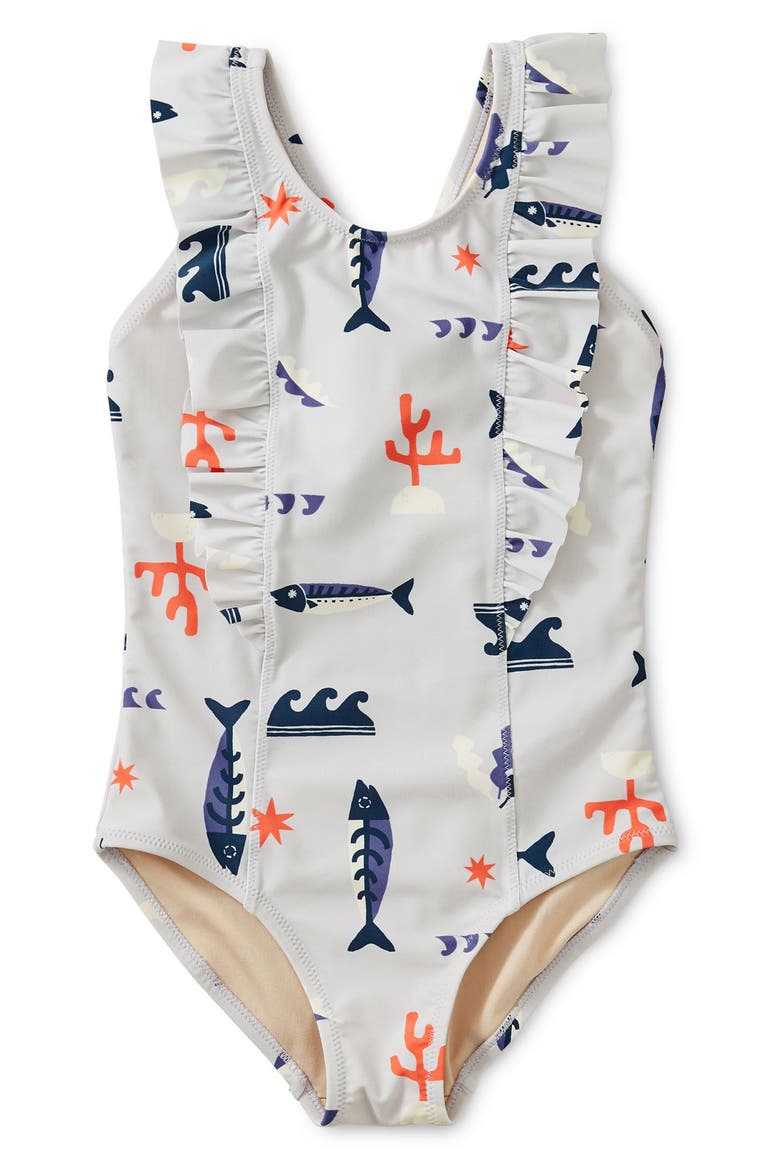 Ruffle One-Piece Swimsuit, Main, color, AQUATIC PL