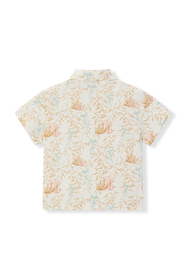 Linen Buttonup Shirt And Shorts Set, Alternate, color, Under the Sea
