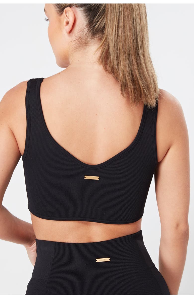 Twill Active Recycled Seamless Rib Dip Hem Sports Bra, Alternate, color,