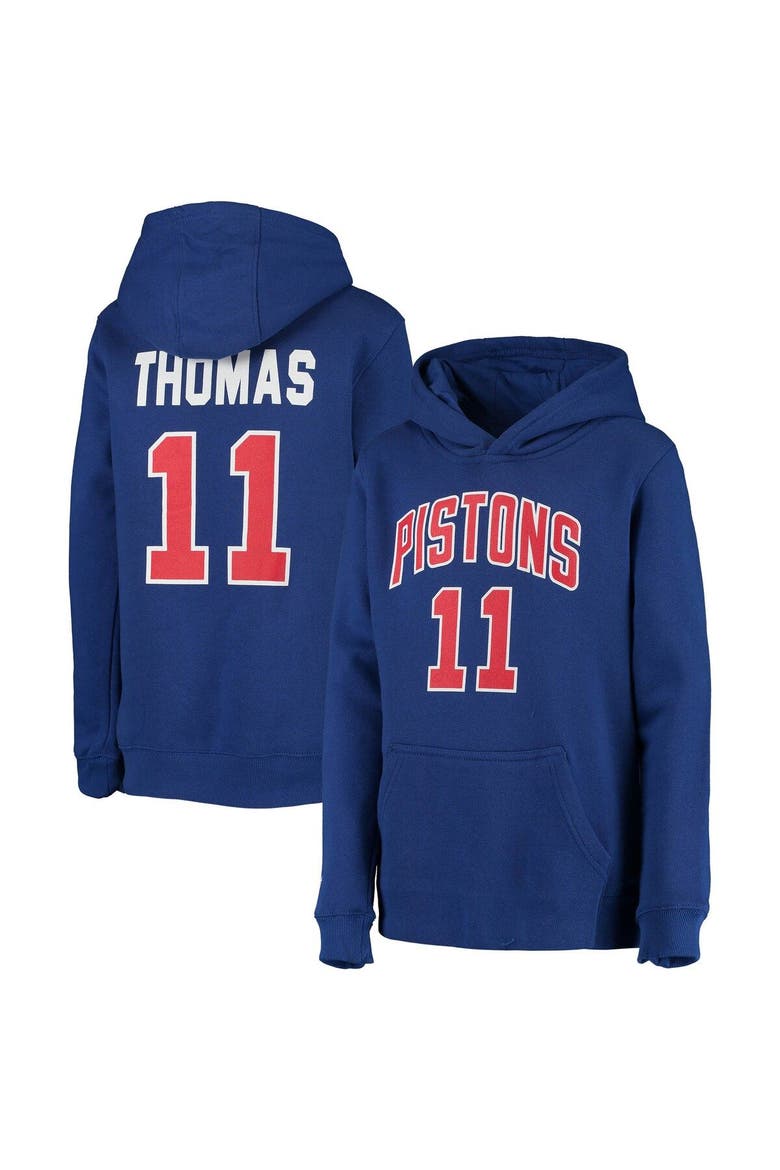 Youth Mitchell & Ness Isiah Thomas Blue Detroit Pistons Hardwood Classics Name & Number Pullover Hoodie, Main, color, BLUE