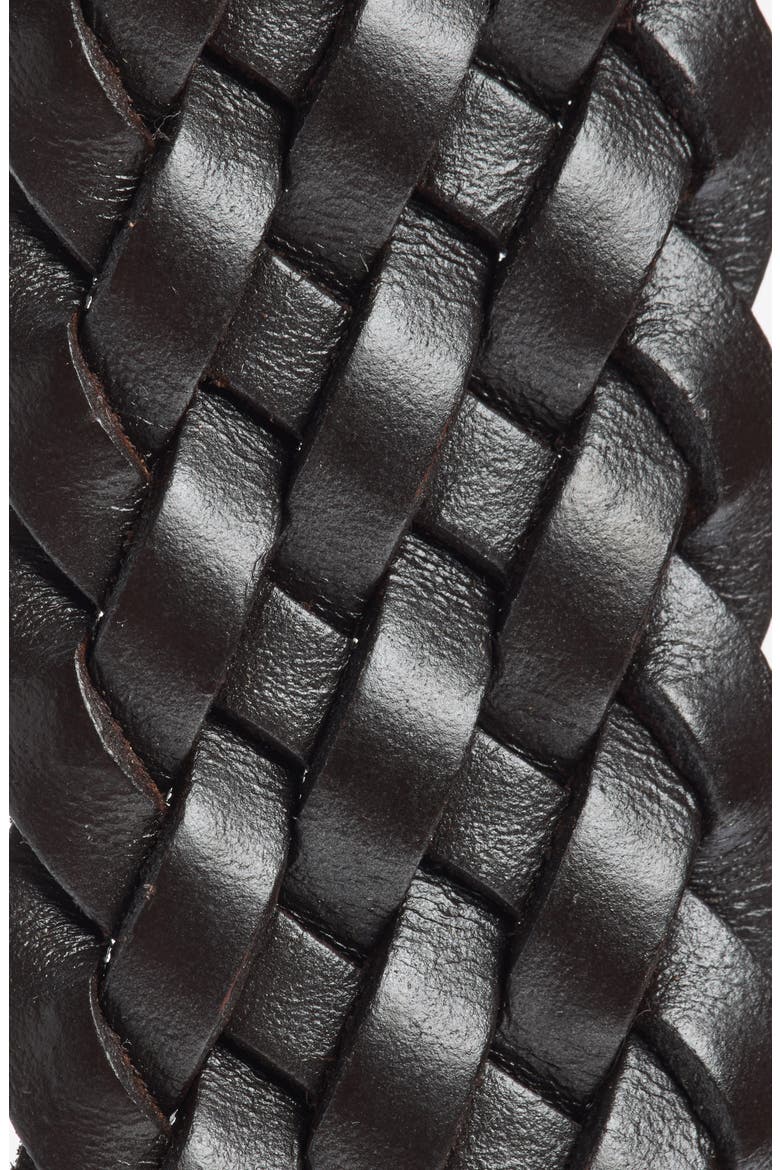 Woven Leather Oval Buckle Belt, Alternate, color, COFFEE BEAN