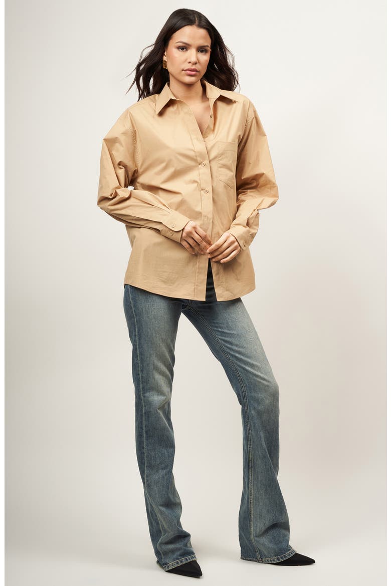 Elianna Oversize Cotton Button-Up Shirt, Alternate, color, INCENSE