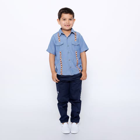 Boys Relaxed Fit Drawstring Cargo Jogger Pants Kids