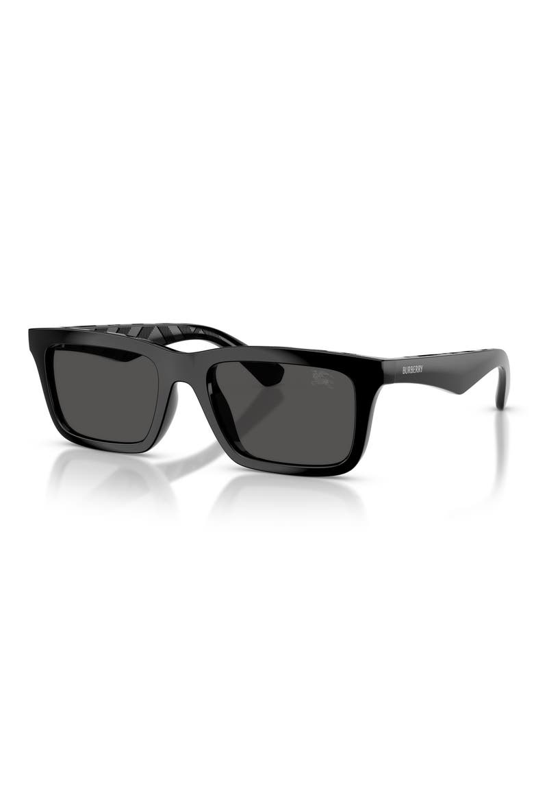 53mm Rectangular Sunglasses, Alternate, color, BLACK / DARK GREY