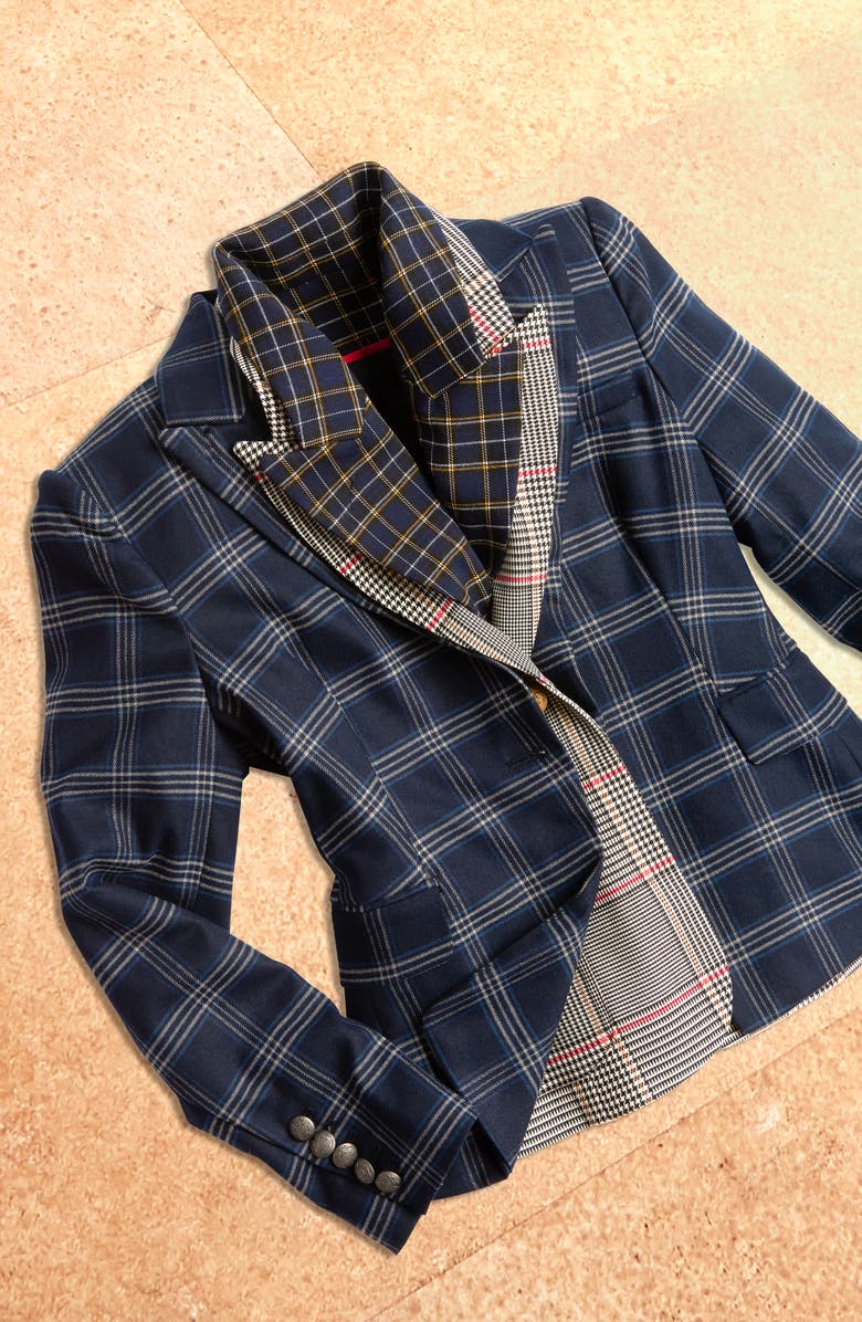 Court & Rowe Plaid One Button Blazer, Alternate, color, Blue Night