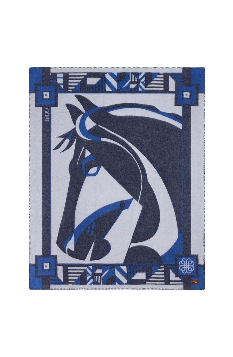 Gobi Cashmere Cashmere Horse Jacquard Throw, Main, color, Dress-Blues