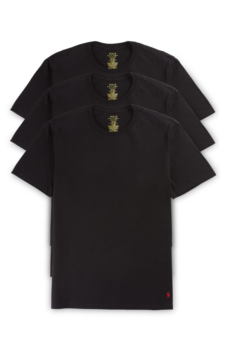 Polo Ralph Lauren Big & Tall 3-pk Crewneck Undershirts, Alternate, color, Black