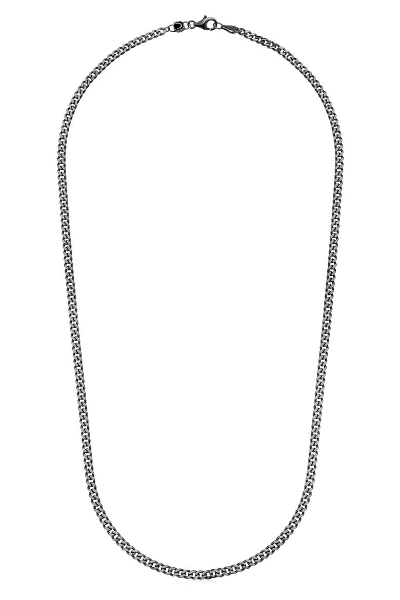 Men's Curb Chain Necklace, Main, color, BLACK RHODIUM