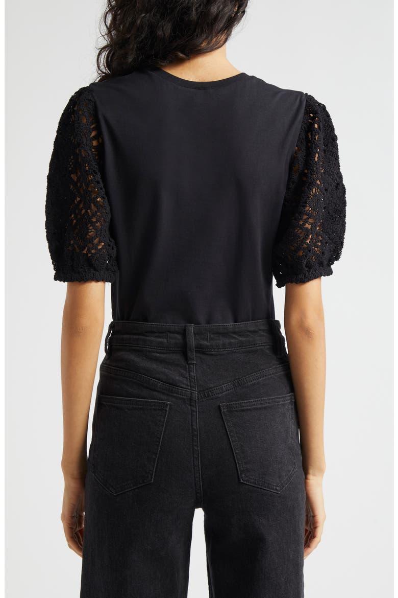 Corianna Lace Sleeve Top, Alternate, color, BLACK