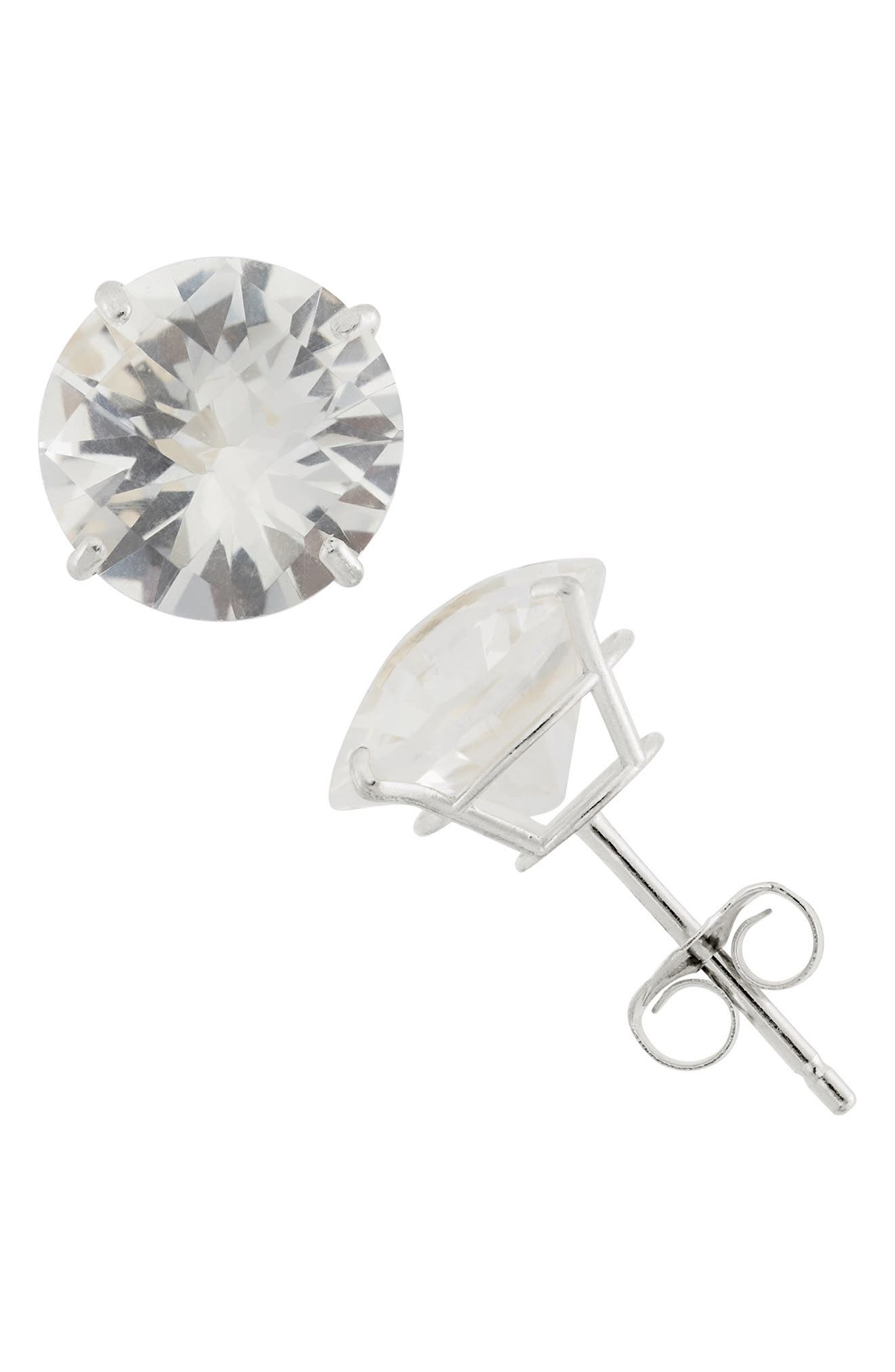 FZN 10K White Gold Solitaire Stud Earrings