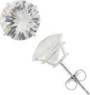 FZN 10K White Gold Solitaire Stud Earrings