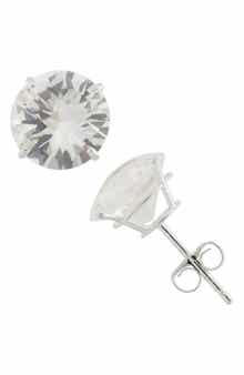 FZN 10K White Gold Solitaire Stud Earrings