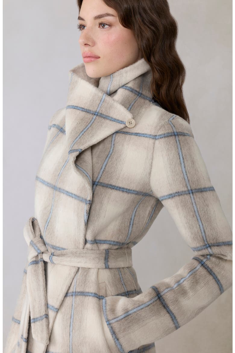 Bridgette Plaid Wrap Coat, Alternate, color, POOLSIDE PLAID
