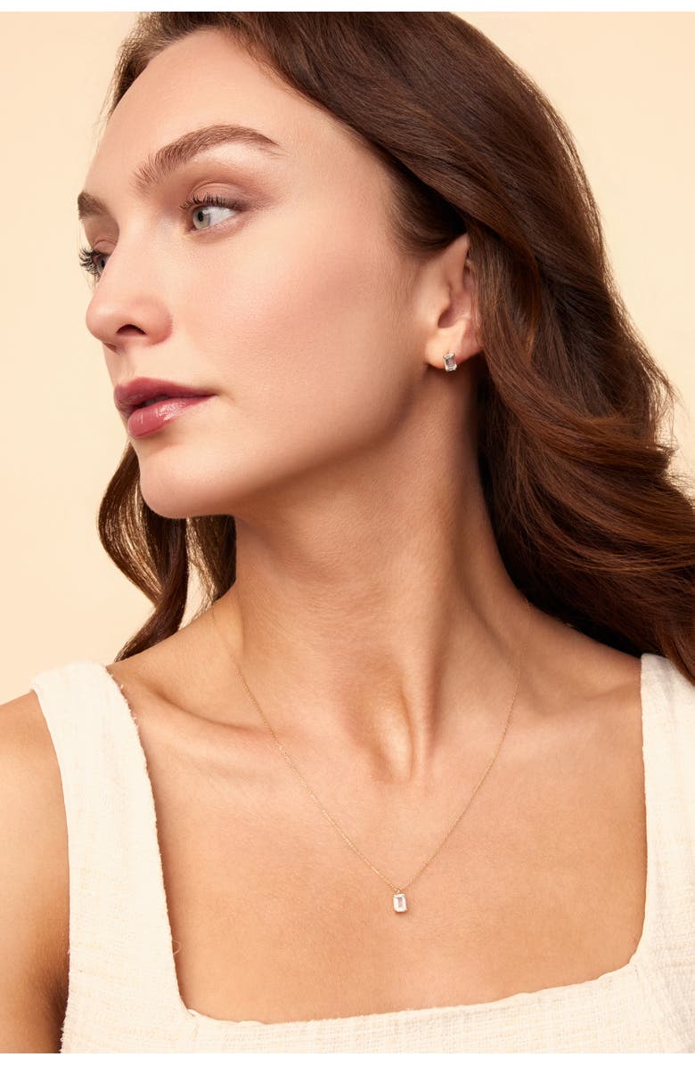 Oradina 14K Gold Date Me Birthstone Stud Earrings, Alternate, color, White Topaz - April