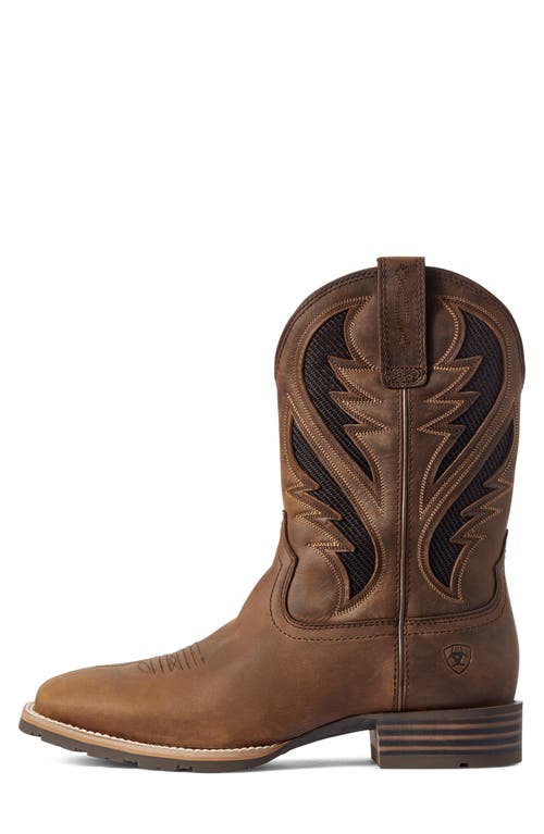 Ariat Men's Hybrid Venttek Western Square Toe Boot In Distressed Tan In Brown