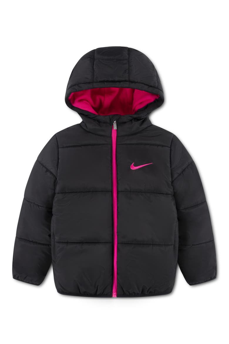 Kids' Essential Heavyweight Puffer Jacket, Main, color, HYPER PINK/ BLACK
