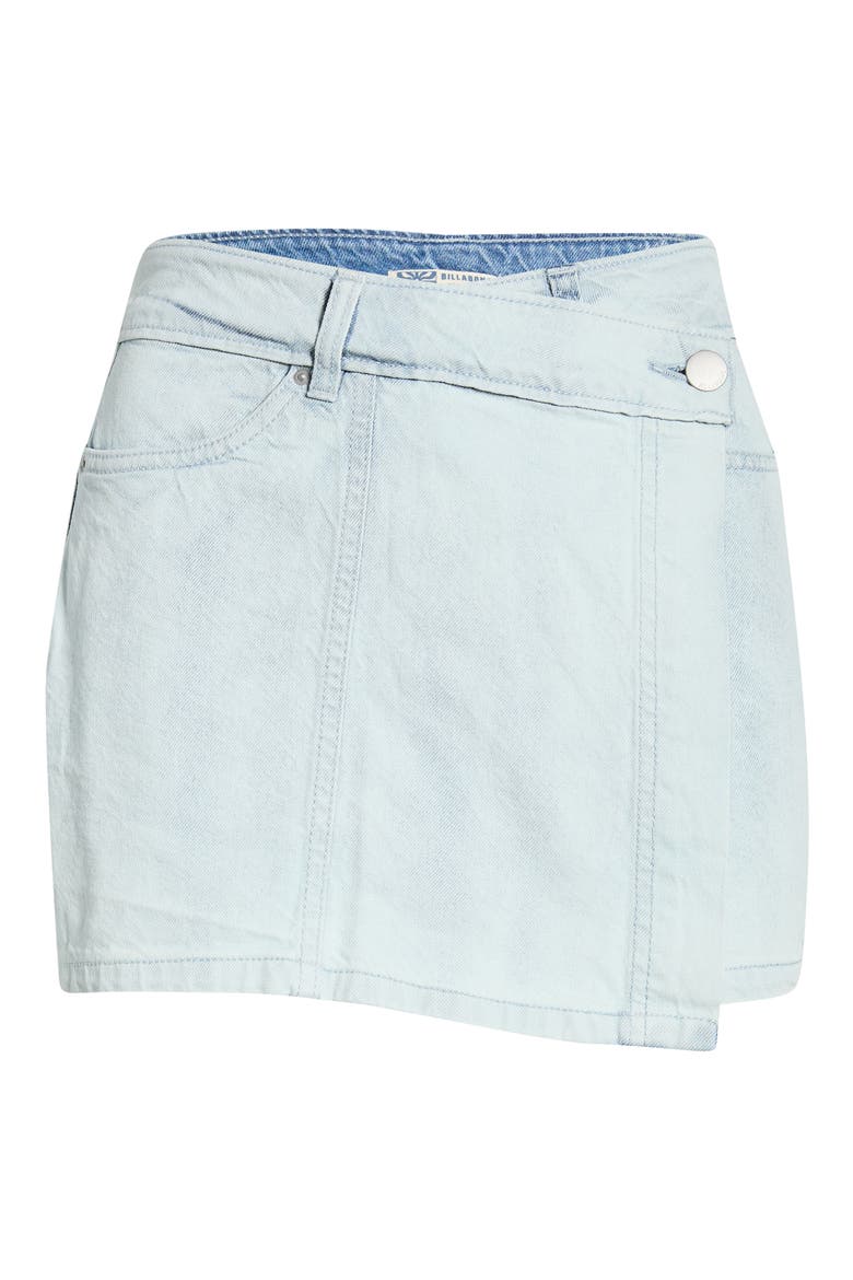 Jade Saltwashed Denim Wrap Miniskort, Alternate, color, BLUE MIST