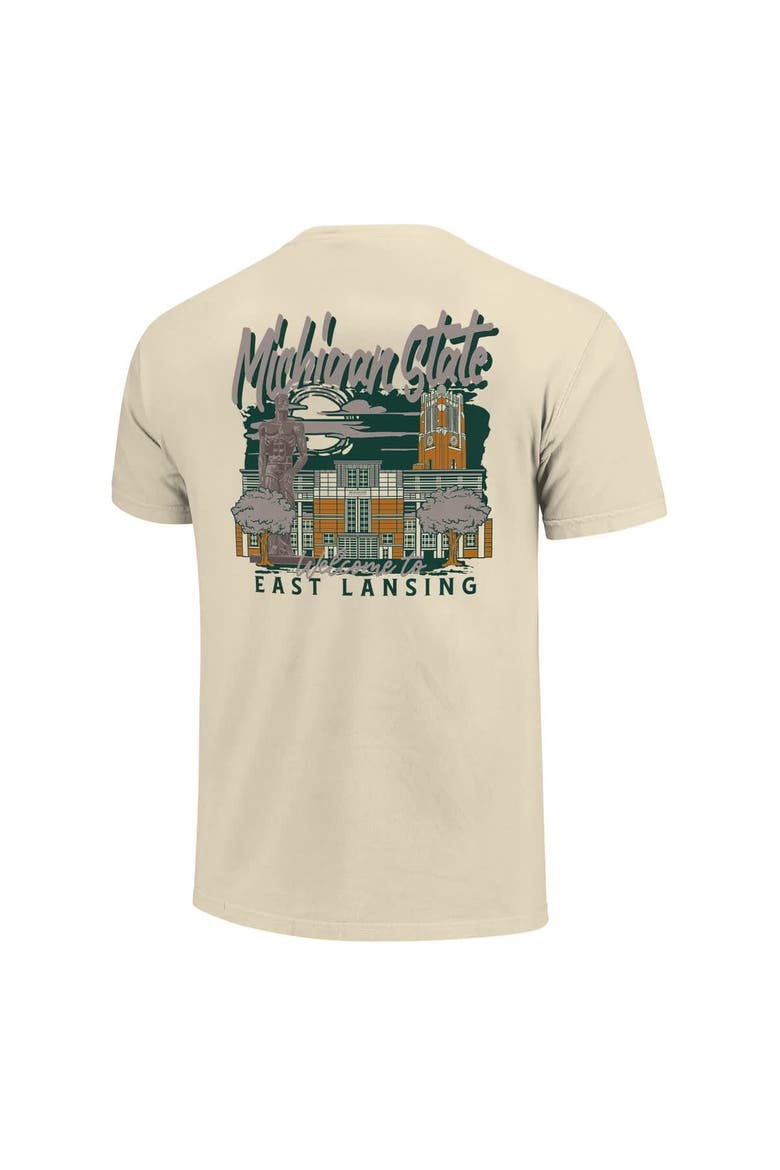 Men's Image One  Natural Michigan State Spartans Comfort Colors Hand-Drawn Campus Stack T-Shirt, Alternate, color, Natural