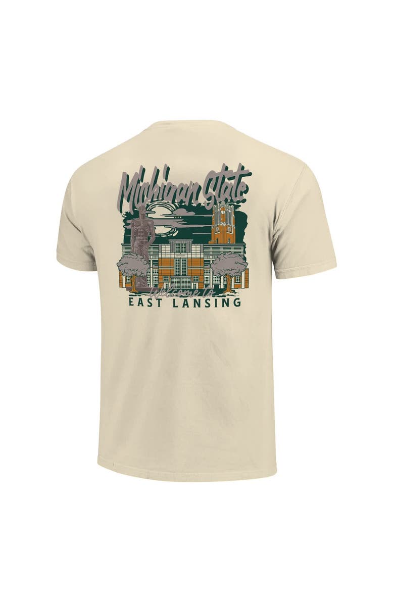 IMAGE ONE Men's Image One Natural Michigan State Spartans Comfort Colors Hand-Drawn Campus Stack T-Shirt, Alternate, color, Natural