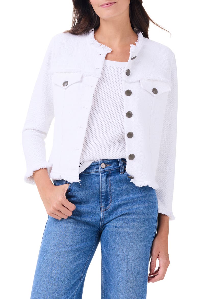 Fringe Knit Jacket, Main, color, PAPER WHITE