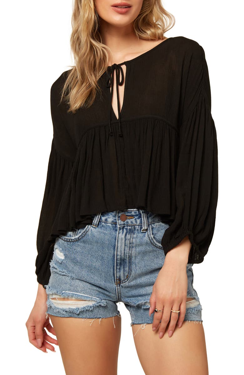 O'Neill Rosie Tie Neck Top, Main, color, 