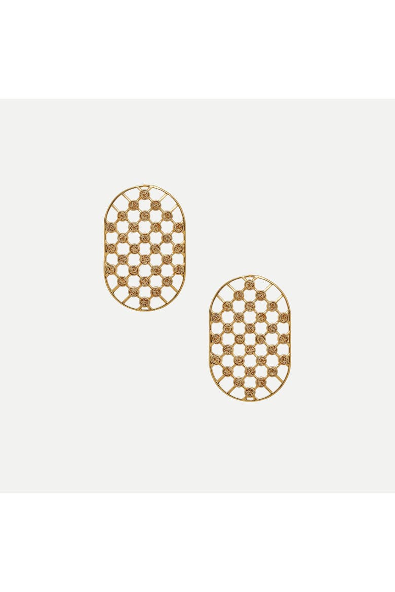 Net Statement Earrings, Main, color, Gold