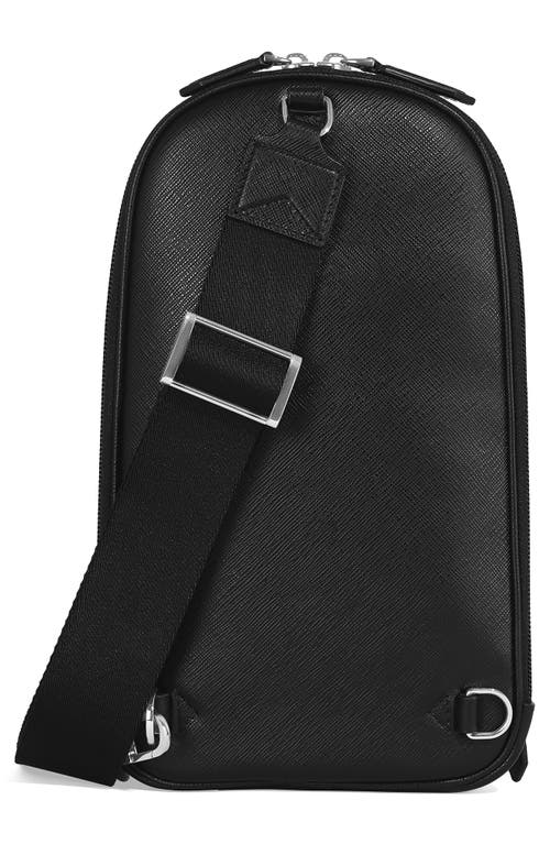 Montblanc Leather Crossbody Bag With Adjustable Strap And Metal Hardware In Black