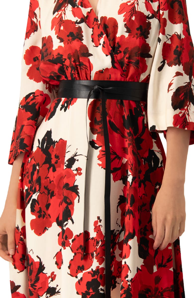 IVONNE Floral Maxi Wrap Dress with Belt, Alternate, color, Ivory-Red