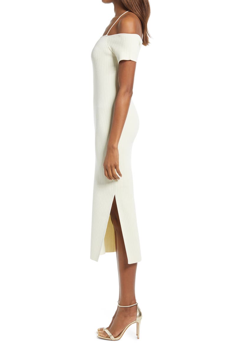 Deena Off the Shoulder Rib Knit Midi Dress, Alternate, color, ANTIQUE IVORY