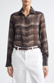 Eleventy Plaid Silk Button-Up Shirt