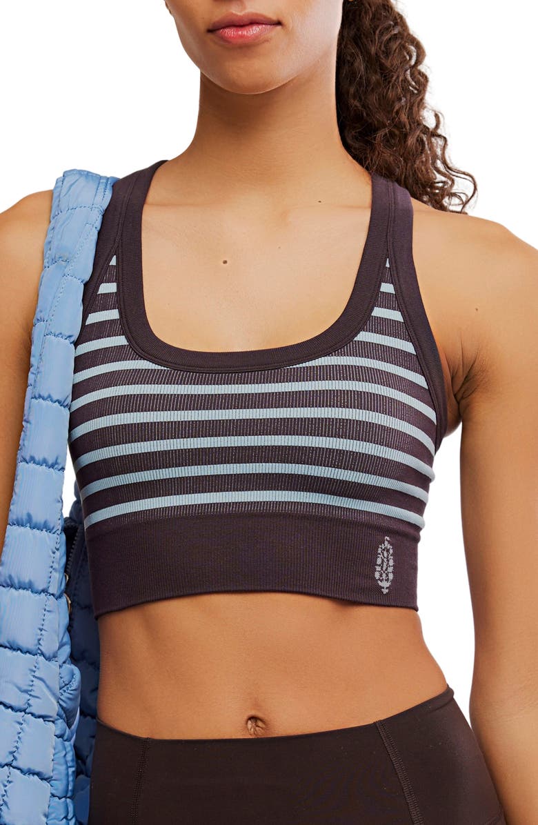 FP Movement by Free People FP Movement Stripe Go To Sports Bra, Main, color, Chocolate Combo
