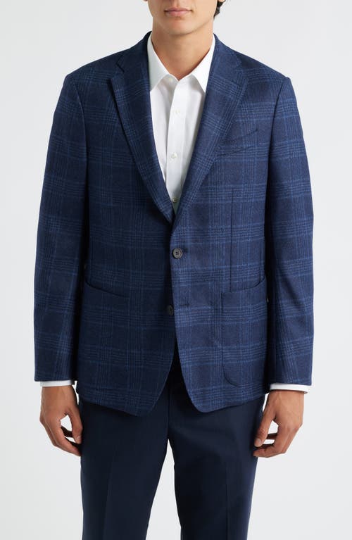 Emanuel Berg D-Constructed Navy Check Wool Flannel Sport Coat in Dark Blue  product