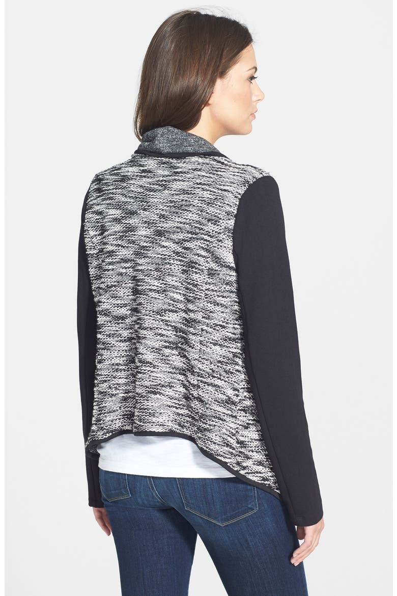 Mixed Knit Sweater Cardigan, Alternate, color, BLACK COMBO